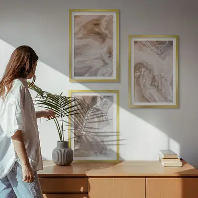 Lot de 3 tableaux abstraits effet marbre pour salon
