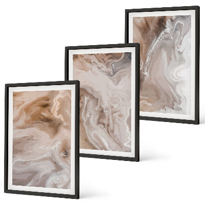 Lot de 3 tableaux pour salon Pierre de marbre abstraite