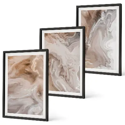 Lot de 3 tableaux abstraits effet marbre pour salon