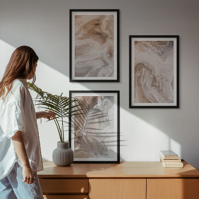 Lot de 3 tableaux pour salon Pierre de marbre abstraite