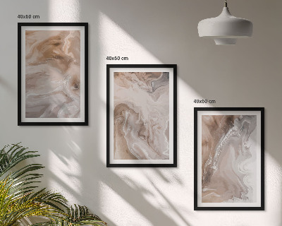 Lot de 3 tableaux pour salon Pierre de marbre abstraite