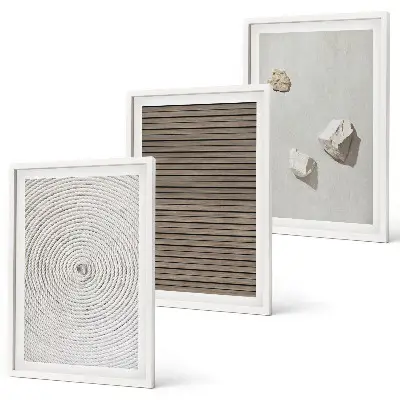 Cadre photo mural textures naturelles bois et pierre