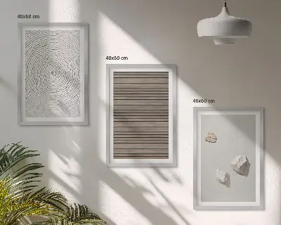 Cadre photo mural textures naturelles bois et pierre