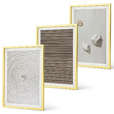 Cadre photo mural textures naturelles bois et pierre