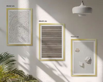 Cadre photo mural textures naturelles bois et pierre