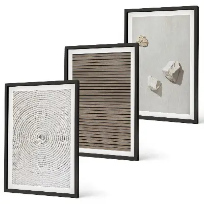 Cadre photo mural textures naturelles bois et pierre