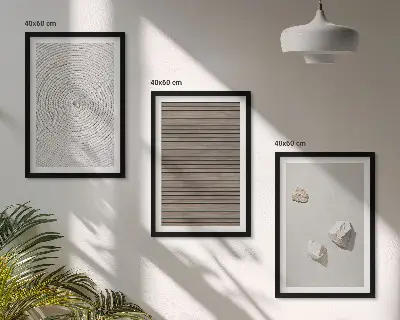 Cadre photo mural textures naturelles bois et pierre