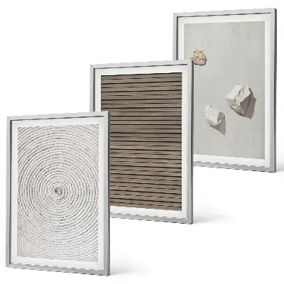 Cadre photo mural textures naturelles bois et pierre