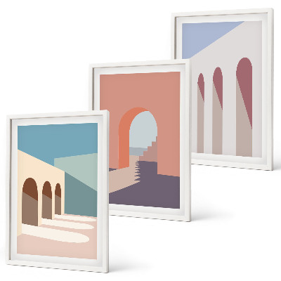 Cadre photo mural Graphismes architecturaux pastel