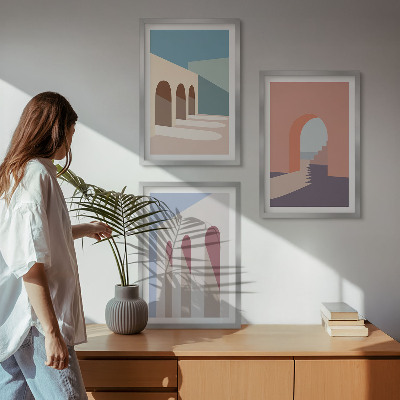 Cadre photo mural Graphismes architecturaux pastel