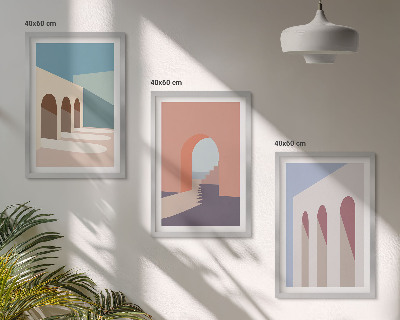Cadre photo mural Graphismes architecturaux pastel