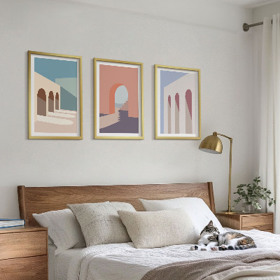 Cadre photo mural Graphismes architecturaux pastel
