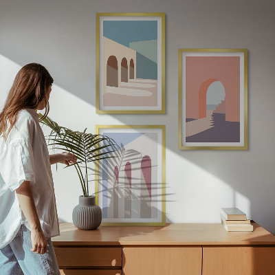 Cadre photo mural Graphismes architecturaux pastel