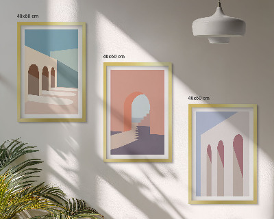Cadre photo mural Graphismes architecturaux pastel