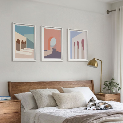 Cadre photo mural Graphismes architecturaux pastel
