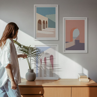 Cadre photo mural Graphismes architecturaux pastel