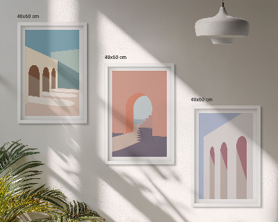 Cadre photo mural Graphismes architecturaux pastel