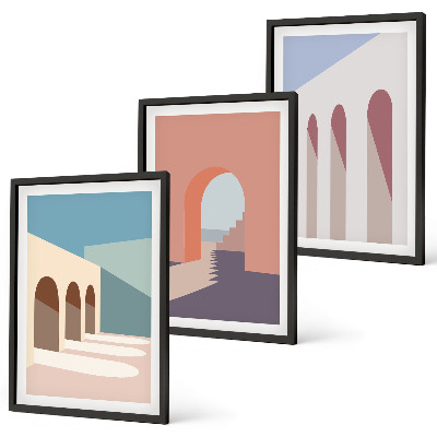 Cadre photo mural Graphismes architecturaux pastel