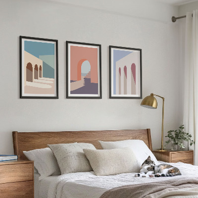 Cadre photo mural Graphismes architecturaux pastel