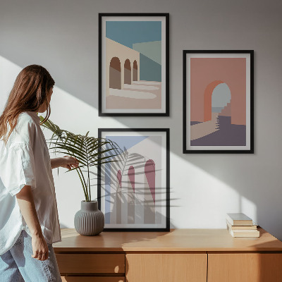 Cadre photo mural Graphismes architecturaux pastel