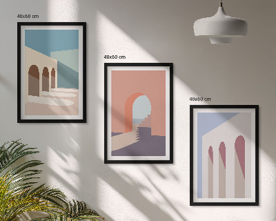 Cadre photo mural Graphismes architecturaux pastel