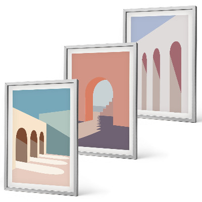 Cadre photo mural Graphismes architecturaux pastel