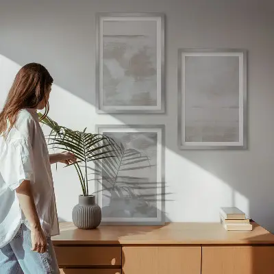 Lot de 3 tableaux pour salon à motifs de textures modernes vieillies