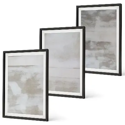 Lot de 3 tableaux pour salon à motifs de textures modernes vieillies