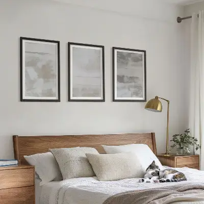 Lot de 3 tableaux pour salon à motifs de textures modernes vieillies