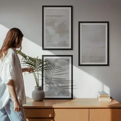 Lot de 3 tableaux pour salon à motifs de textures modernes vieillies