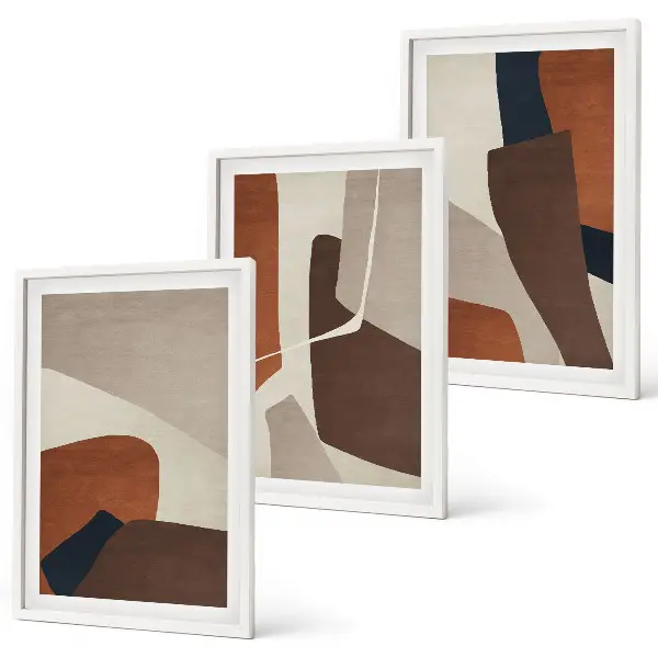 Lot de 3 tableaux pour salon avec structures abstraites modernes