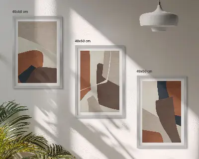 Lot de 3 tableaux pour salon avec structures abstraites modernes