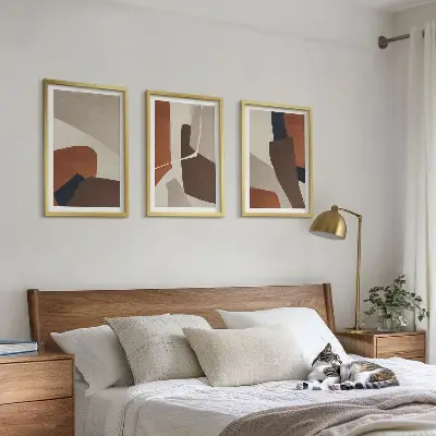 Lot de 3 tableaux pour salon avec structures abstraites modernes