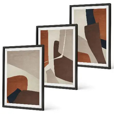Lot de 3 tableaux pour salon avec structures abstraites modernes
