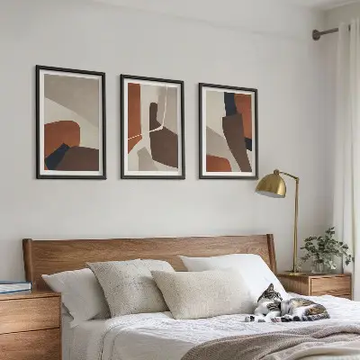 Lot de 3 tableaux pour salon avec structures abstraites modernes
