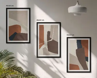 Lot de 3 tableaux pour salon avec structures abstraites modernes