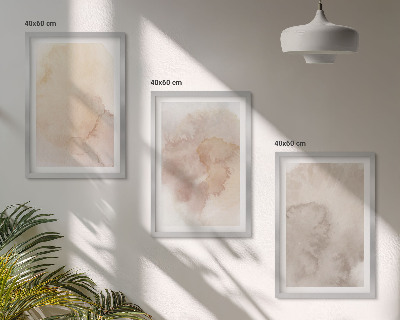 Lot de 3 tableaux pour salon Textures pastel aquarelle chaudes