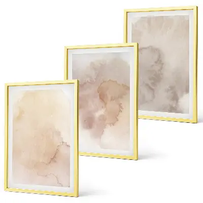 Lot de 3 tableaux pour salon motifs aquarelle aux textures pastel chaudes