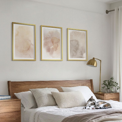 Lot de 3 tableaux pour salon Textures pastel aquarelle chaudes