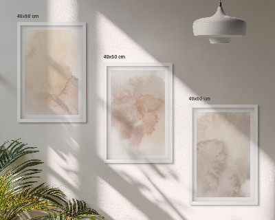 Lot de 3 tableaux pour salon Textures pastel aquarelle chaudes