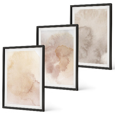 Lot de 3 tableaux pour salon Textures pastel aquarelle chaudes