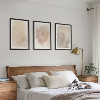 Lot de 3 tableaux pour salon Textures pastel aquarelle chaudes