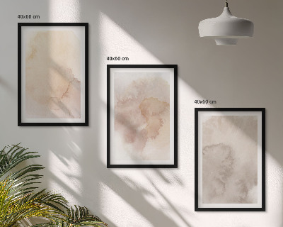 Lot de 3 tableaux pour salon Textures pastel aquarelle chaudes