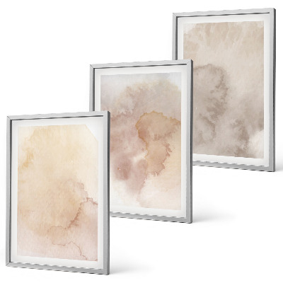 Lot de 3 tableaux pour salon Textures pastel aquarelle chaudes