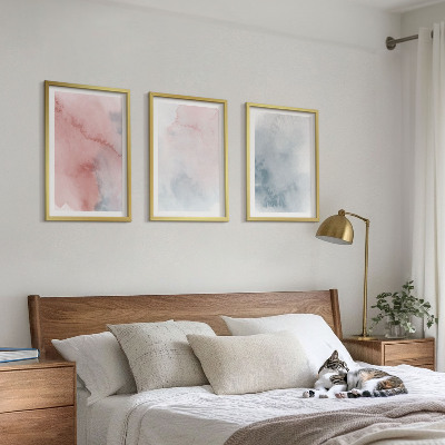 Lot de 3 tableaux pour salon Aquarelles pastel sur toile