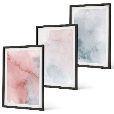 Lot de 3 tableaux pour salon Aquarelles pastel sur toile