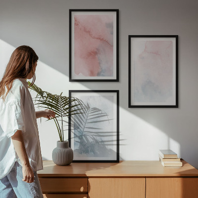 Lot de 3 tableaux pour salon Aquarelles pastel sur toile