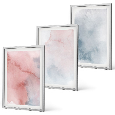 Lot de 3 tableaux pour salon Aquarelles pastel sur toile