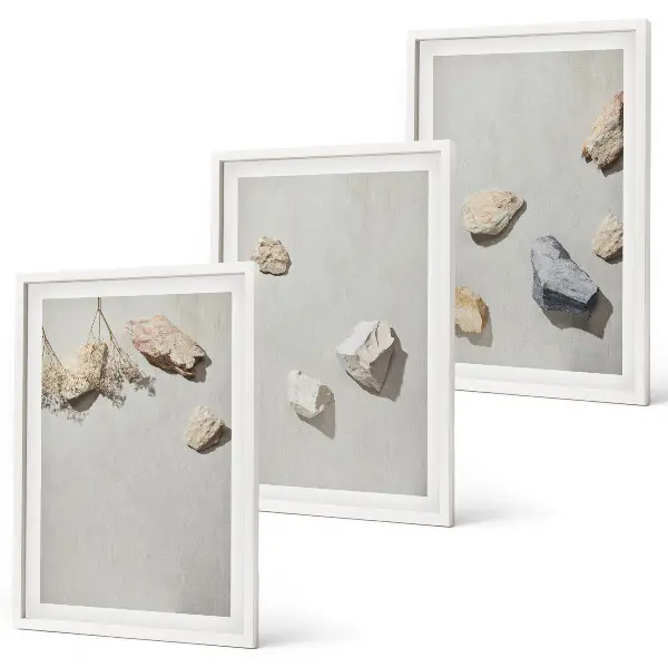 Lot de 3 tableaux décoratifs motif plage bohème avec pierres