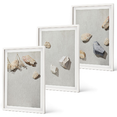Lot de 3 tableaux pour salon Décorations de plage bohèmes en pierres